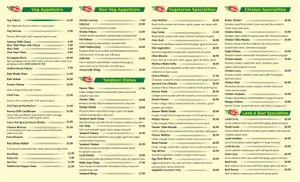 Picture of menu information at Curry Hut