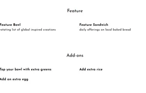 Picture of menu information at Bovine Rice Bowls