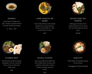 Picture of menu information at Saba Foods