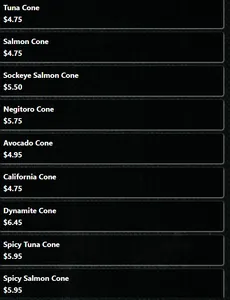 Picture of menu information at Fresh Sushi