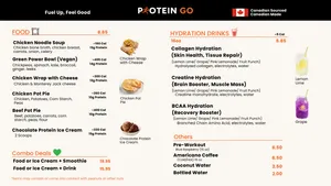 Picture of menu information at Protein Go
