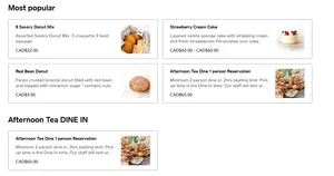 Picture of menu information at UNNI PASTRIES