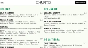 Picture of menu information at Chupito