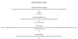 Picture of menu information at Open Outcry