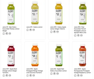 Picture of menu information at Glory Juice Co.