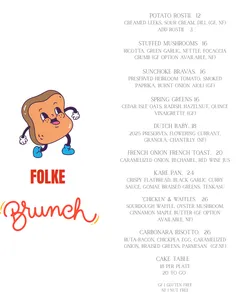 Picture of menu information at Folke Restaurant