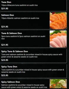 Picture of menu information at Fresh Sushi