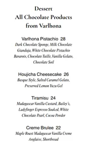 Picture of menu information at House of Dawn