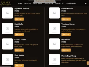 Akbar's Own Cuisine of India - Indian restaurant in Vancouver – fine dining dishes, interior photos, and ambiance.