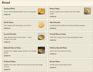 Picture of menu information at Modern Handi