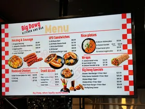 Picture of menu information at Big Dawg kitchen and bar