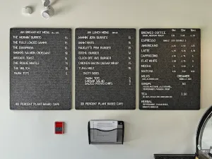 Picture of menu information at AM Cafe