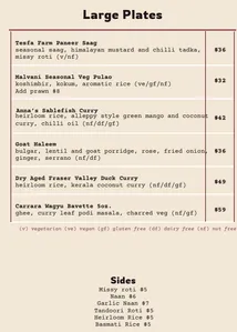 Picture of menu information at Modern Indian Cuisine