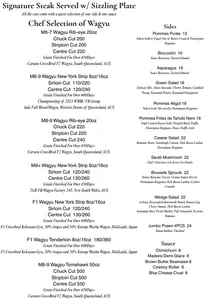 Picture of menu information at House of Dawn