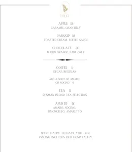 Picture of menu information at Folke Restaurant