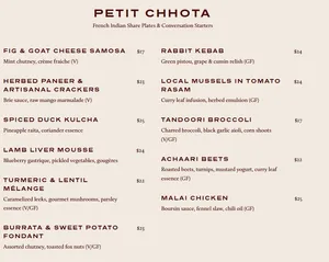 Picture of menu information at Peya