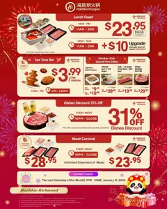 Picture of menu information at Haidilao Hotpot