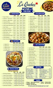 Picture of menu information at La Québec Poutine