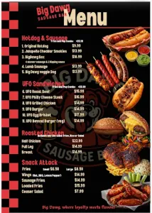 Picture of menu information at Big Dawg kitchen and bar